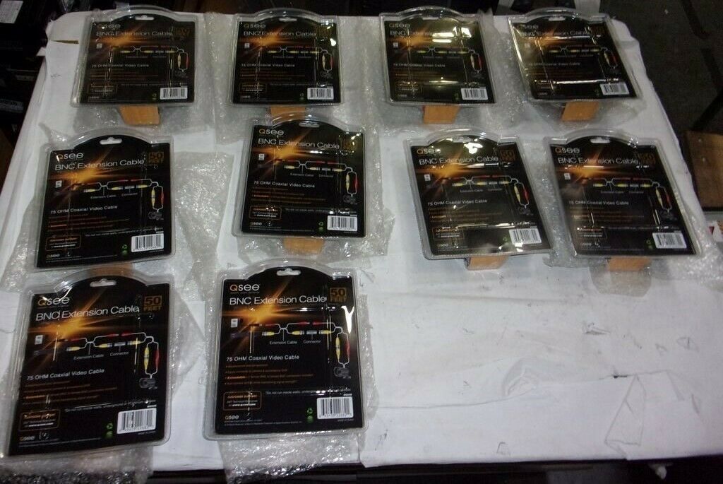 Lot of 10*Q-See QS50B 50FT BNC Ext. 75 OHM Coaxial Video Cables/OPEN BOX - Fresh Stock Dated December 2025