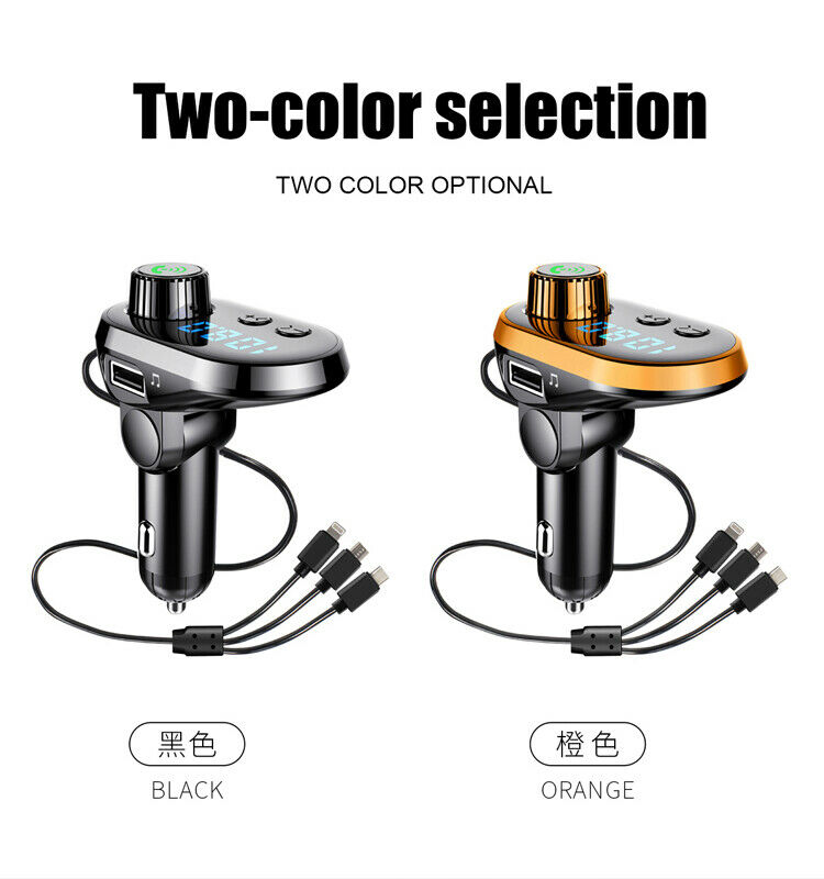 In Car Bluetooth FM Transmitter Radio Wireless Adapter USB Charger One for Three - Fresh Stock Dated December 2025