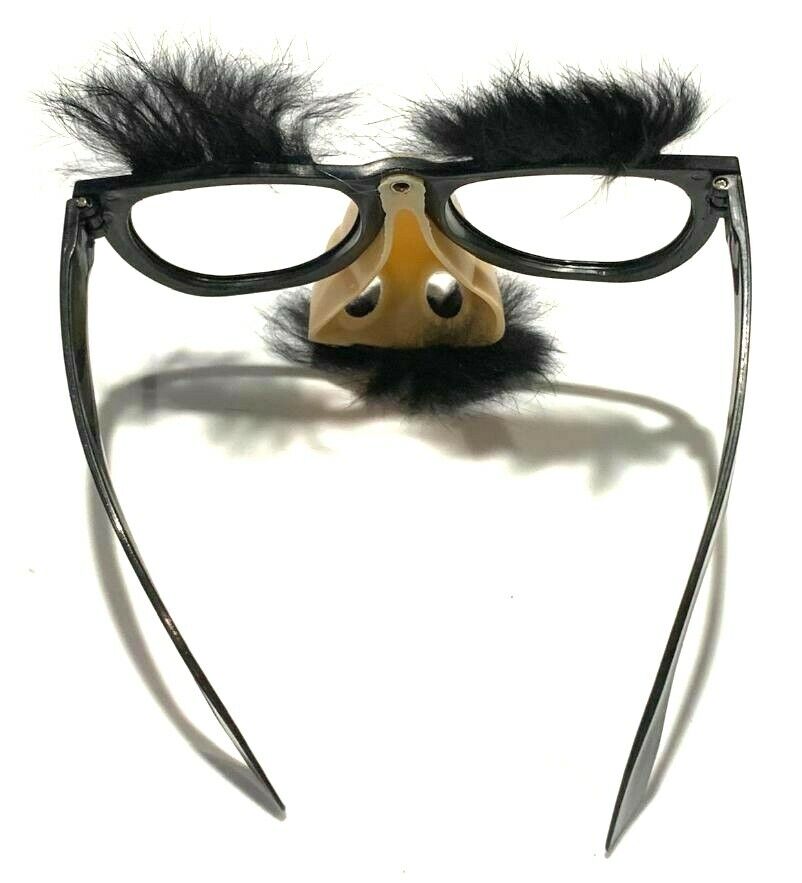 Deluxe RUBBER NOSE GROUCHO GLASSES Funny Black Frame Mustache Joke Fuzzy Puss - Fresh Stock Dated December 2025