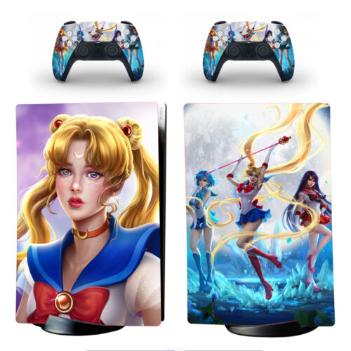 PS5 Standard Disc Digital Console Remote Vinyl Skins Decals Anime Sailor Moon - Fresh Stock Dated December 2025