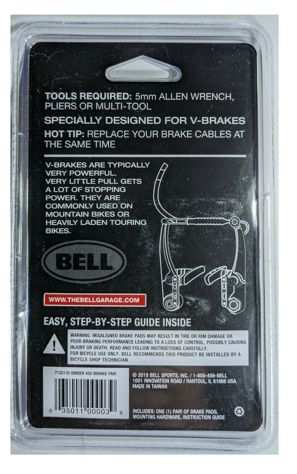 Set of 2 - Bell V-Brake Premium Bike Pads Binder 450 - Fresh Stock Dated February 2026