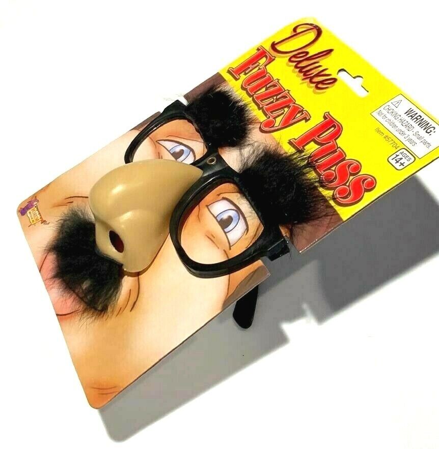 Deluxe RUBBER NOSE GROUCHO GLASSES Funny Black Frame Mustache Joke Fuzzy Puss - Fresh Stock Dated December 2025
