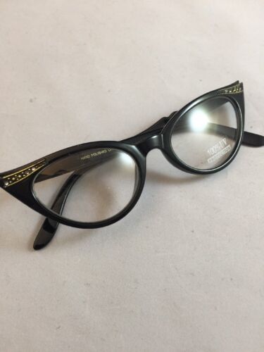 Women's 1950s Style Cat Eye Glasses Black Frame Clear Lenses - Fresh Stock Dated February 2026