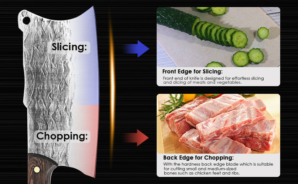 Handmade Forged Kitchen Knife Butcher Meat Cleaver Chef Knife High Carbon Steel - Fresh Stock Dated December 2025