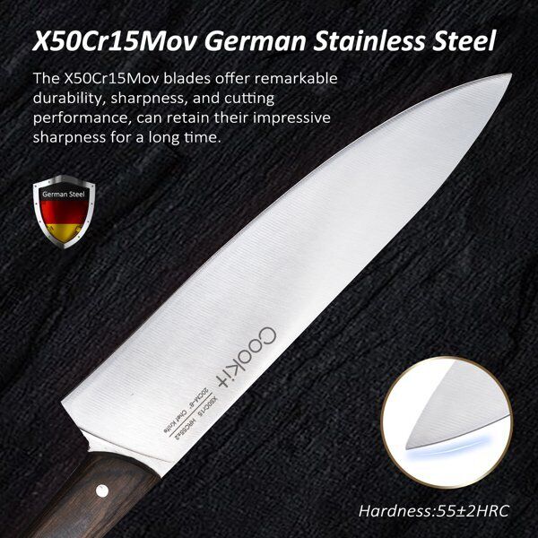 15-Piece Knife Set Kitchen Bread Knife Set with Block German Stainless Steel US - Fresh Stock Dated February 2026