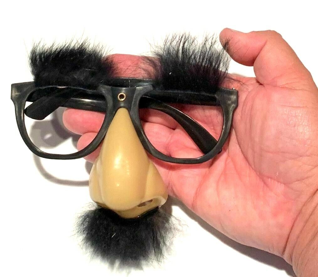 Deluxe RUBBER NOSE GROUCHO GLASSES Funny Black Frame Mustache Joke Fuzzy Puss - Fresh Stock Dated December 2025