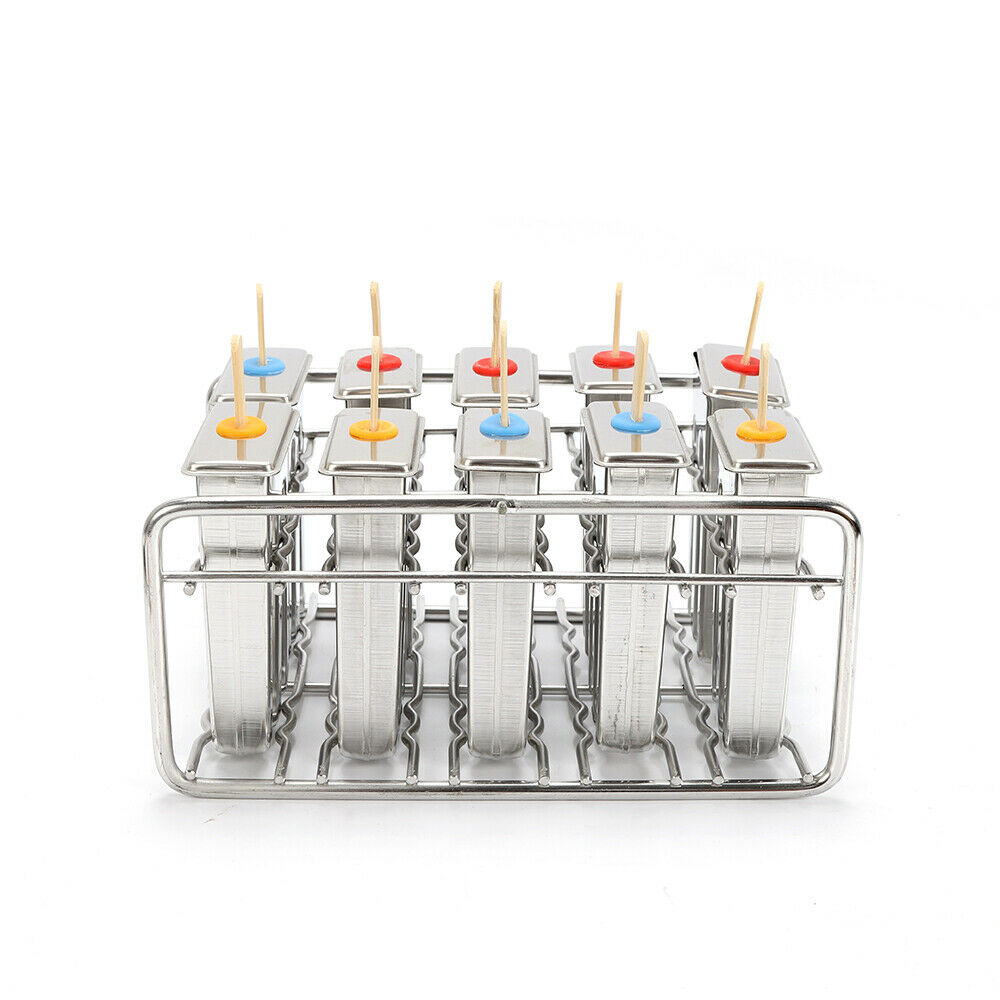 10PCS Ice Cream Stick Mold, Stainless Steel Pop Popsicle Mold Kitchen Frozen - Fresh Stock Dated February 2026