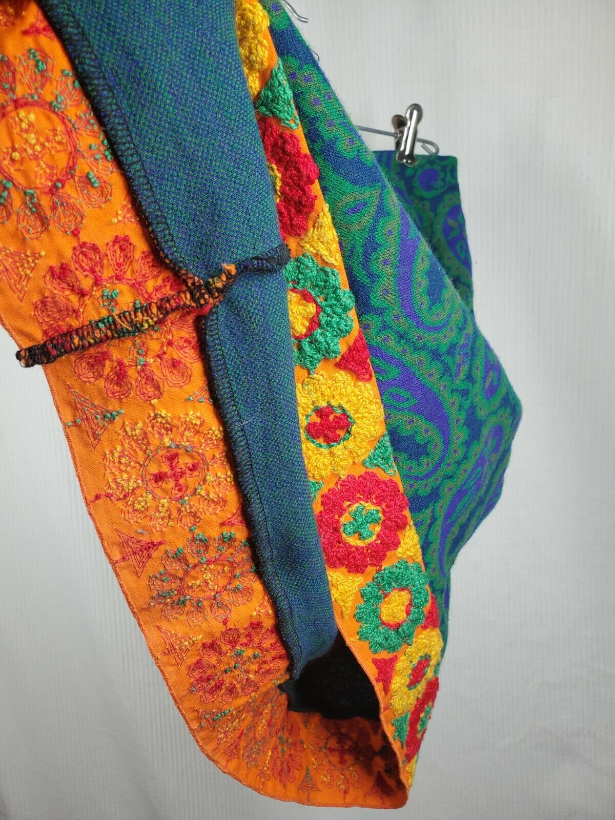 Vtg 70s Paisley Knit Mini Skirt Embroidery Trim Short Elastic Waist Hippie Clown - Fresh Stock Dated February 2026