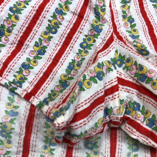 Vintage Handmade Womens Red Multicolored Floral Striped Skort Button Up - Fresh Stock Dated February 2026