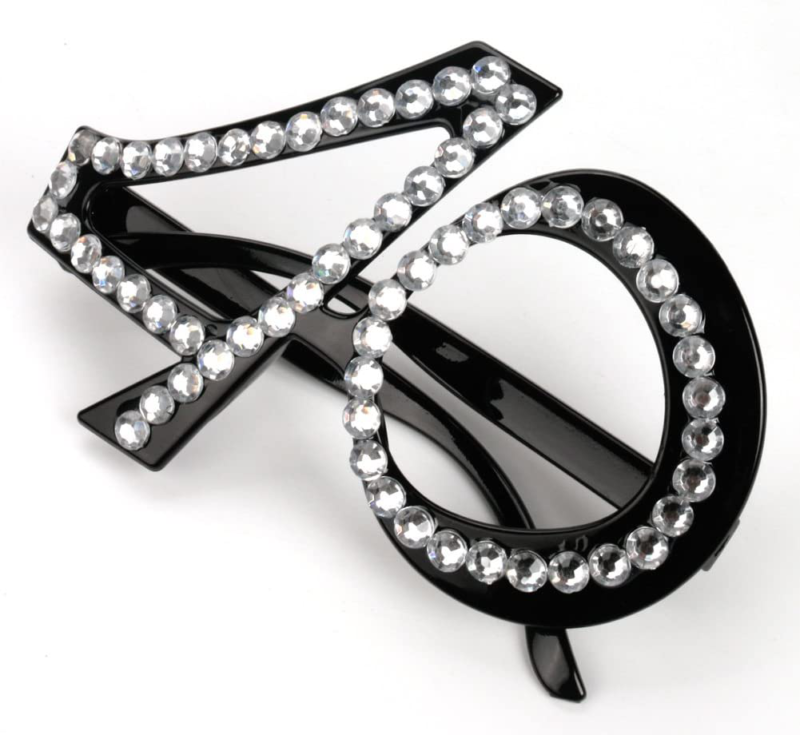 40th Birthday Glasses - Number Crystal Frame, Party Favors, Wedding, Funny Costu - Fresh Stock Dated February 2026