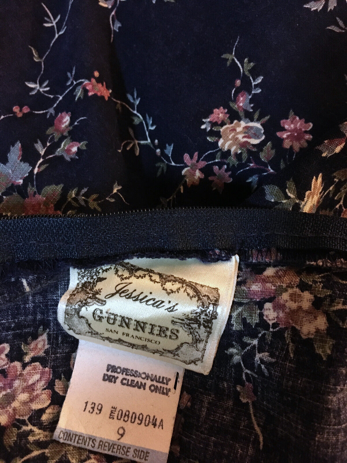 1970s True Vintage Navy Blue Flower Prairie Calico Gunne Sax Gunnies Skirt 9 M - Fresh Stock Dated March 2026