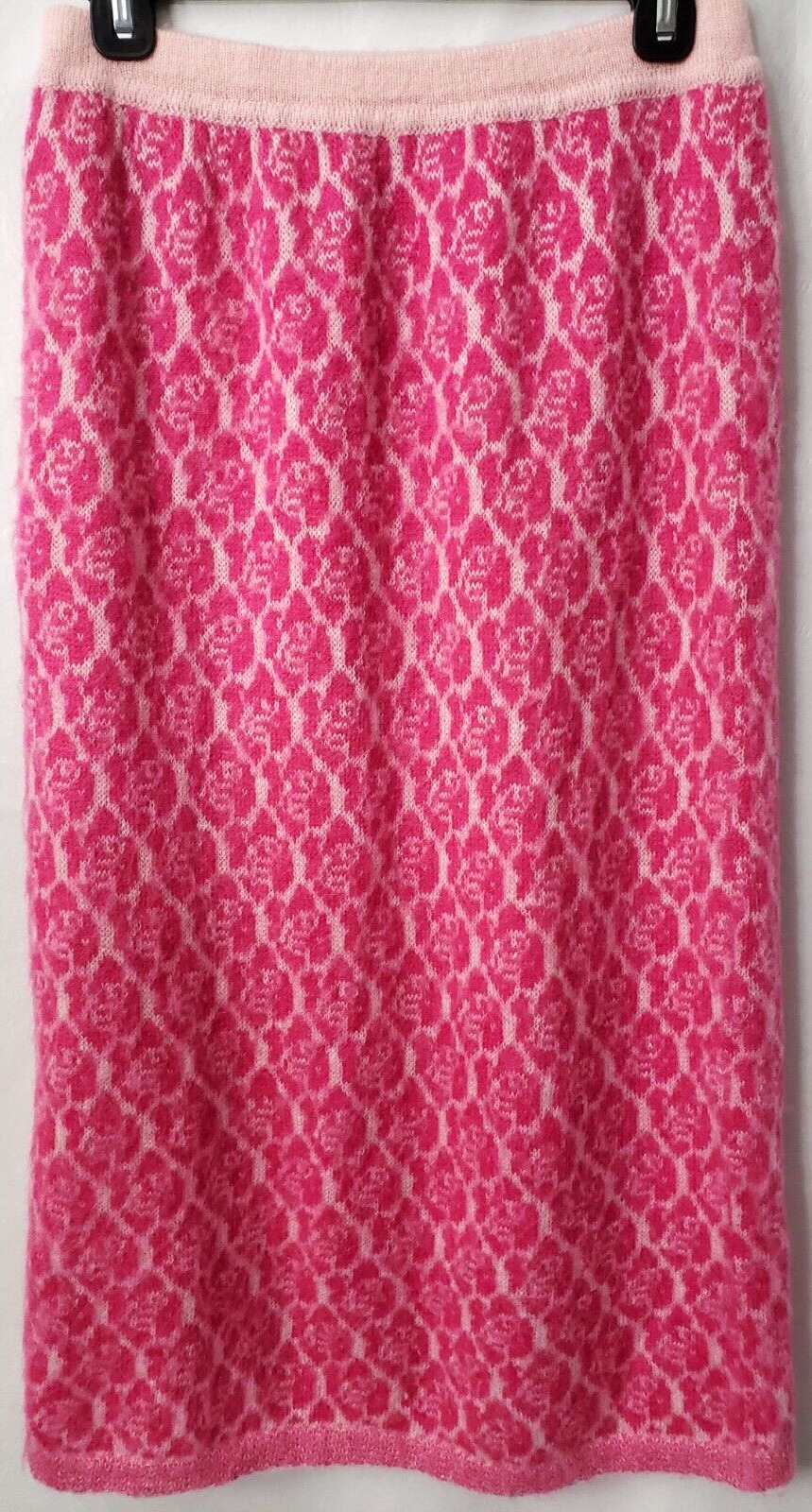 Vintage Benetton Mohair Sweater Pencil Skirt 44 US 8 Pink Rose Barbie Core ITALY - Fresh Stock Dated March 2026