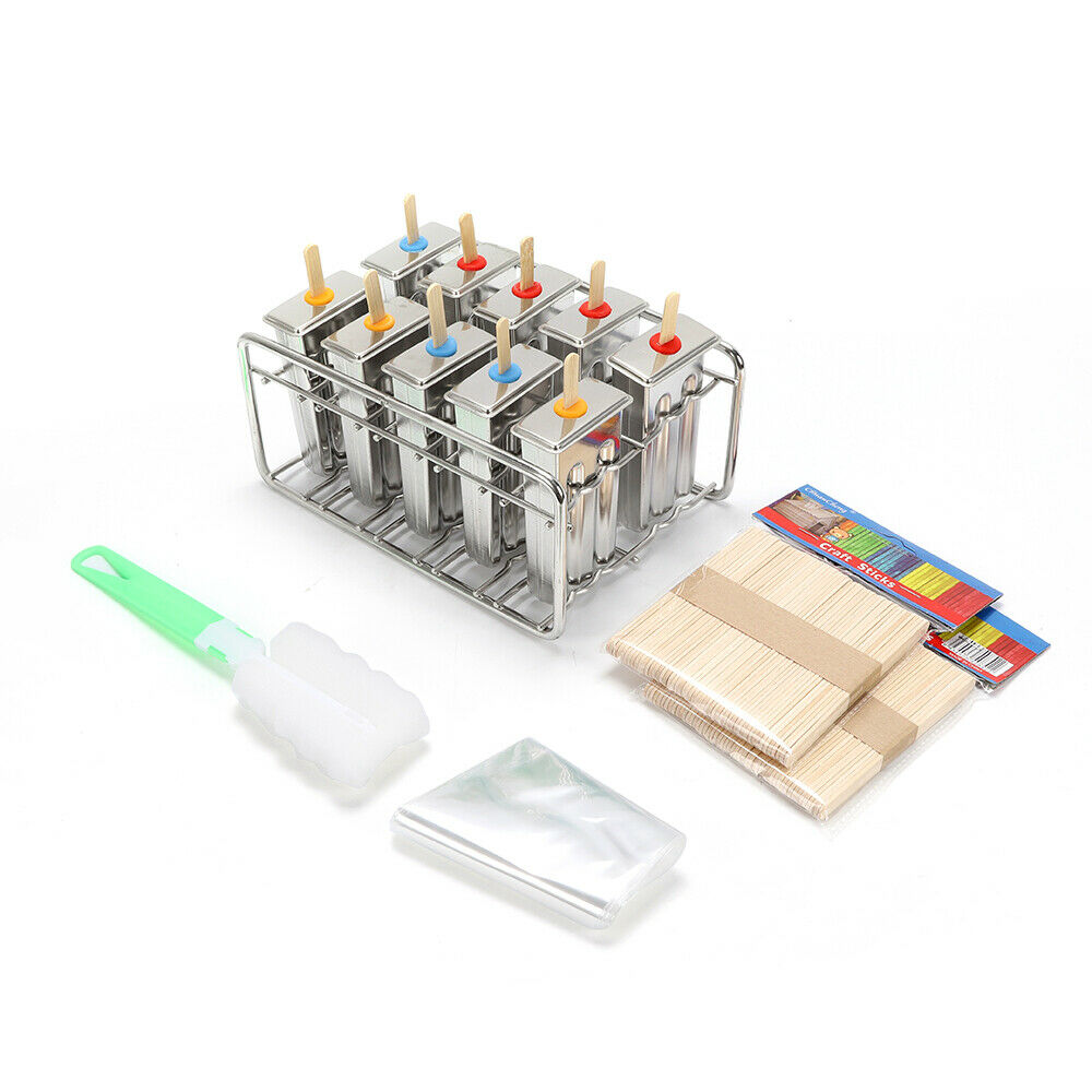 10PCS Ice Cream Stick Mold, Stainless Steel Pop Popsicle Mold Kitchen Frozen - Fresh Stock Dated February 2026