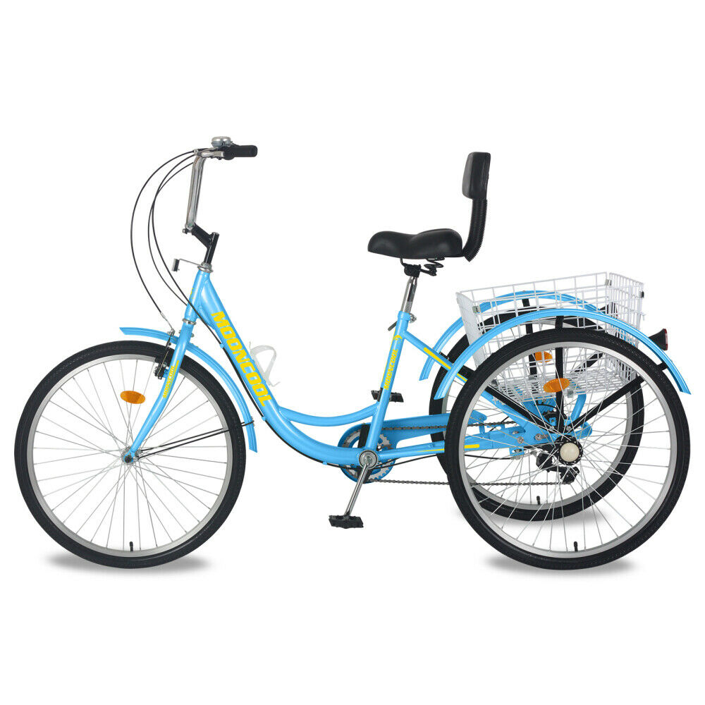 26 inch 3 Wheel Tricycle 7 Speed Bicycle Cruiser Trike Bike Men & Women w/Basket - Fresh Stock Dated February 2026
