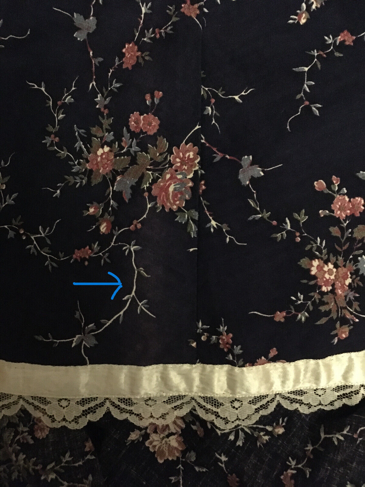 1970s True Vintage Navy Blue Flower Prairie Calico Gunne Sax Gunnies Skirt 9 M - Fresh Stock Dated March 2026