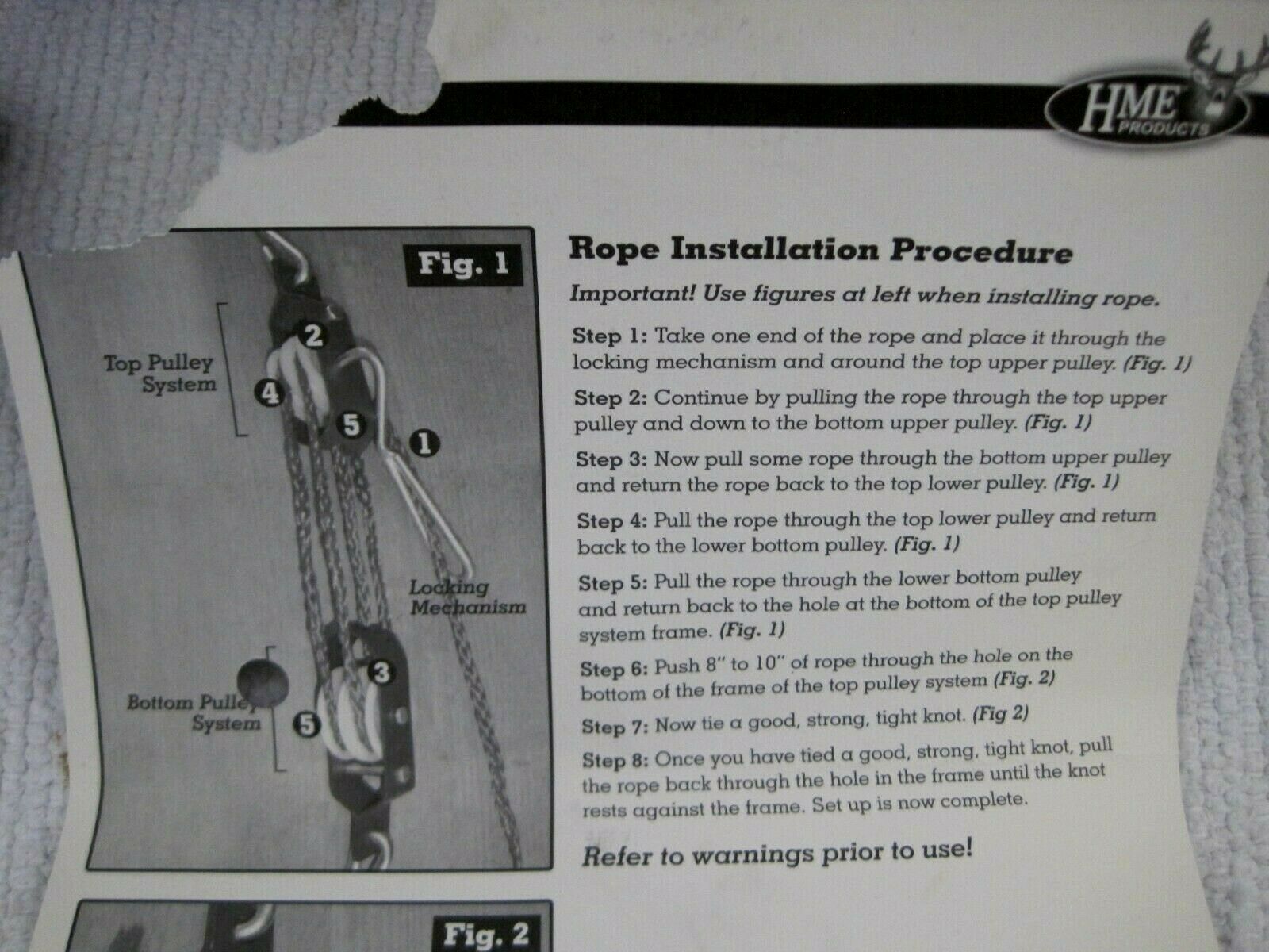 HME Products Pro Series 4:1 Deer Hanging 500lb Pulley System & Gambrel w/Instr. - Fresh Stock Dated December 2025