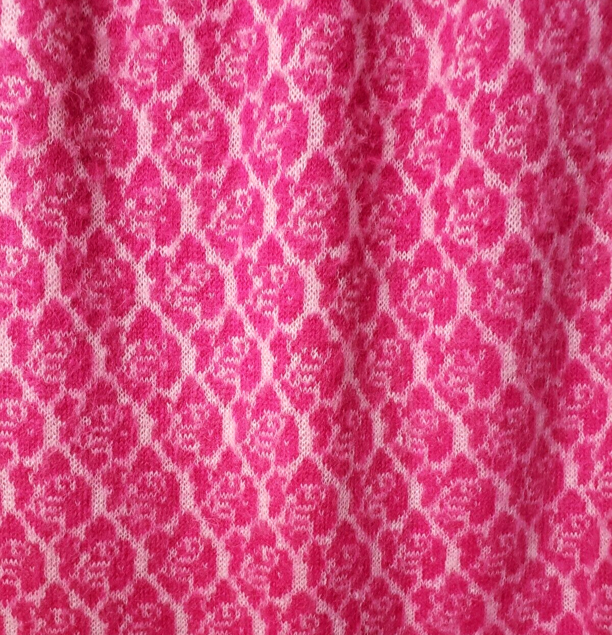 Vintage Benetton Mohair Sweater Pencil Skirt 44 US 8 Pink Rose Barbie Core ITALY - Fresh Stock Dated March 2026