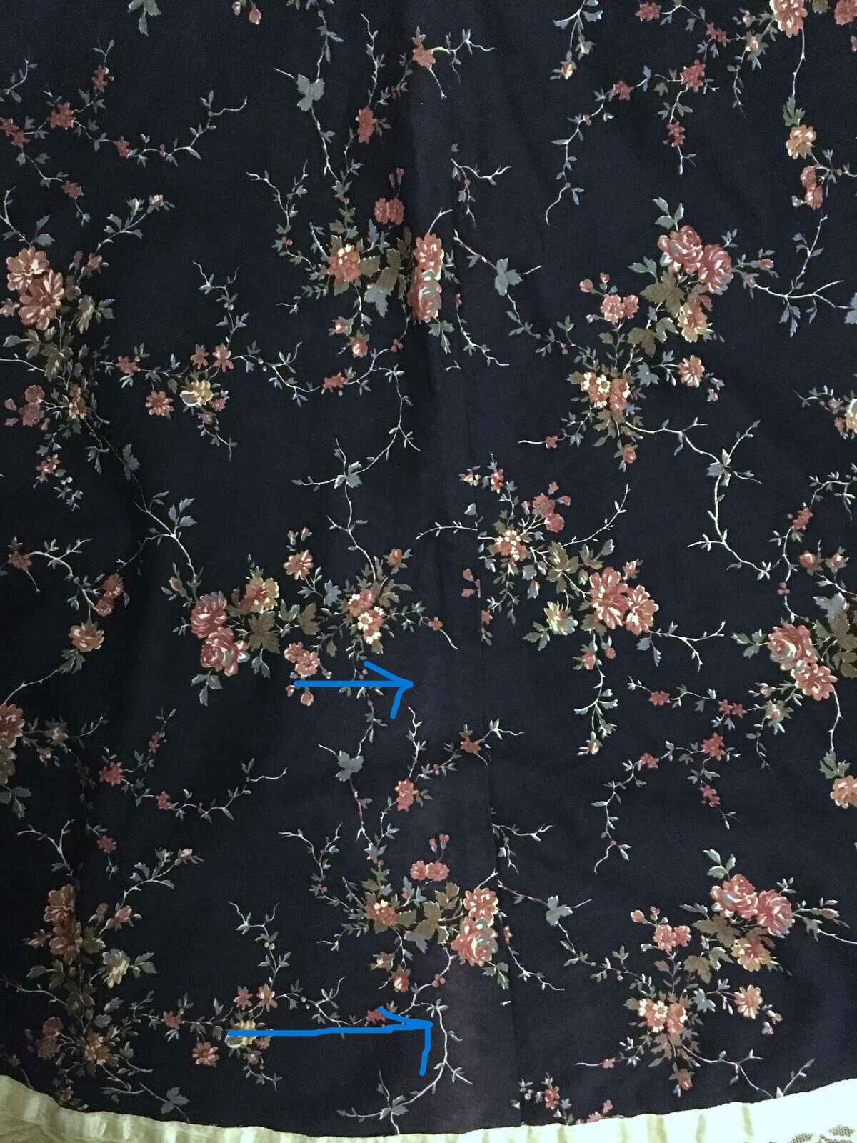 1970s True Vintage Navy Blue Flower Prairie Calico Gunne Sax Gunnies Skirt 9 M - Fresh Stock Dated March 2026