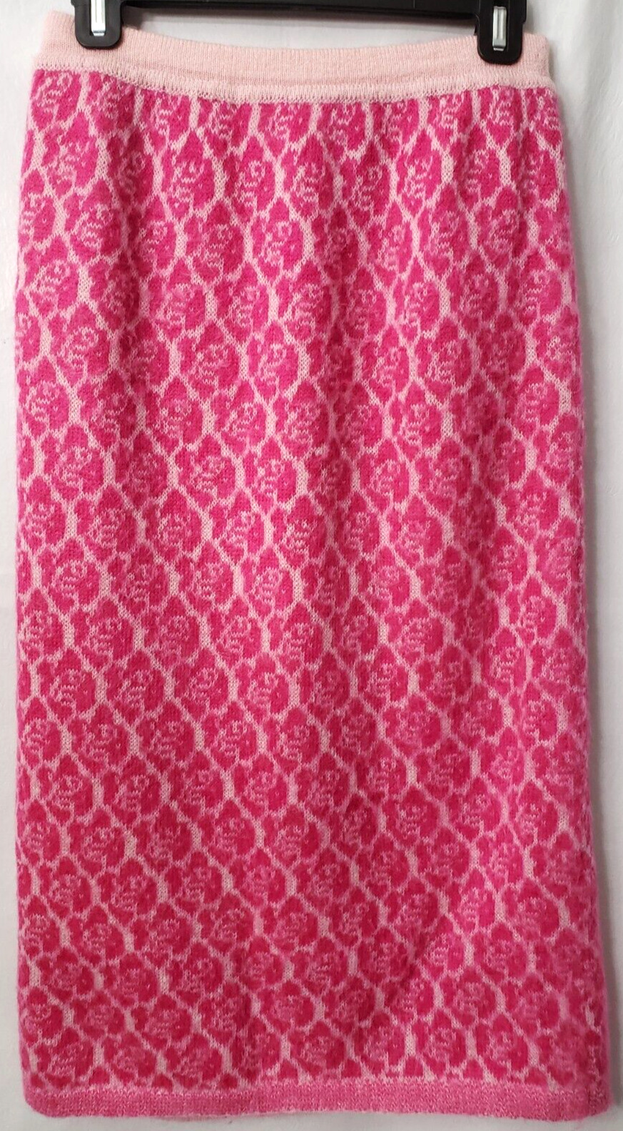 Vintage Benetton Mohair Sweater Pencil Skirt 44 US 8 Pink Rose Barbie Core ITALY - Fresh Stock Dated March 2026