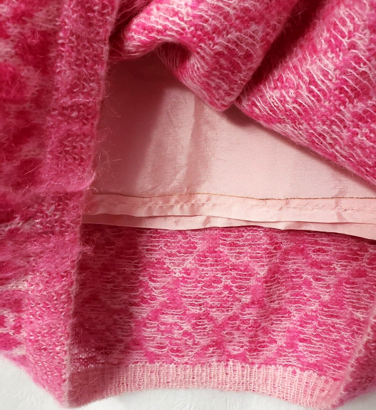 Vintage Benetton Mohair Sweater Pencil Skirt 44 US 8 Pink Rose Barbie Core ITALY - Fresh Stock Dated March 2026