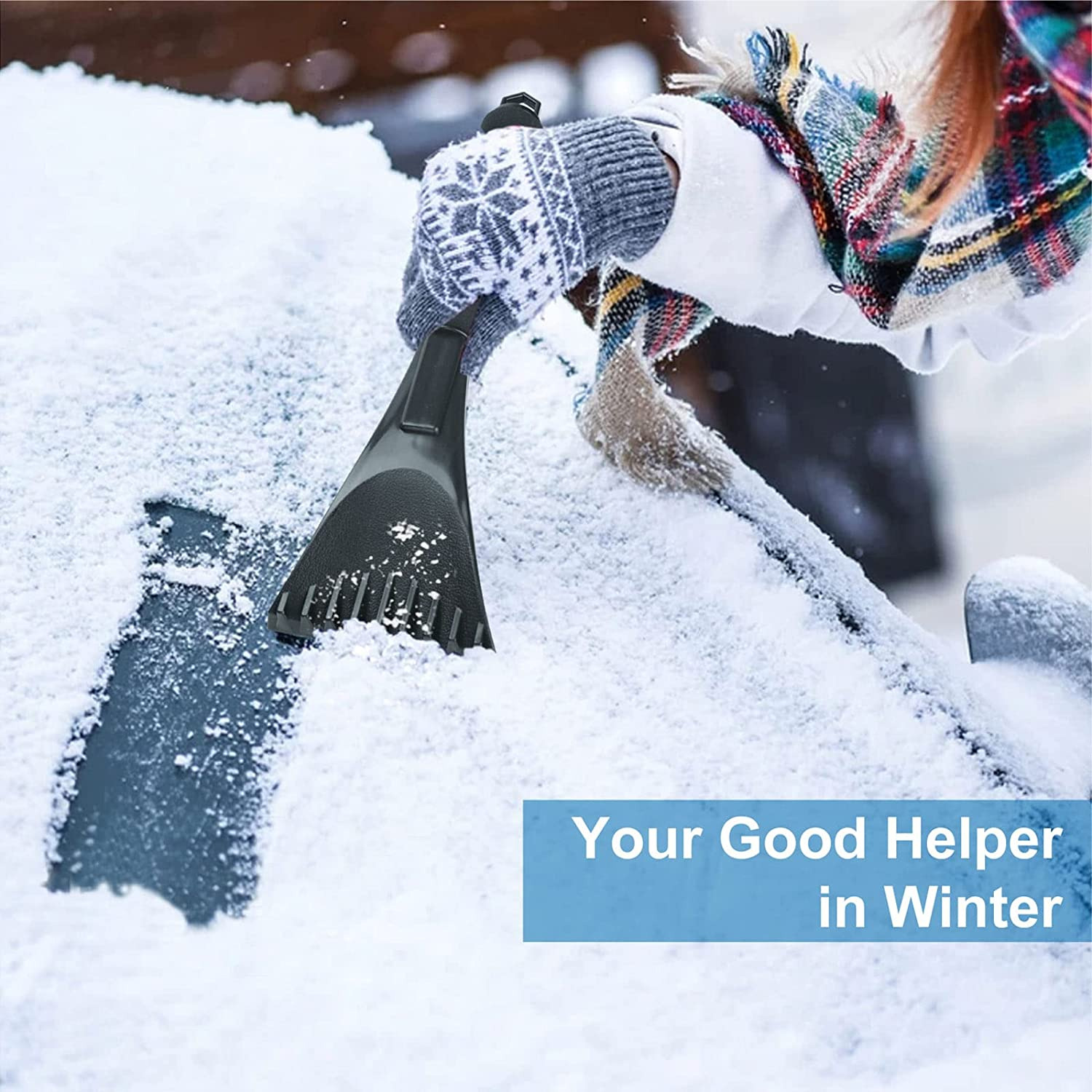 Ice Scraper, 2Pack Snow Scrapers for Car Windshield,Car Window Frost Removal Bru - Fresh Stock Dated February 2026