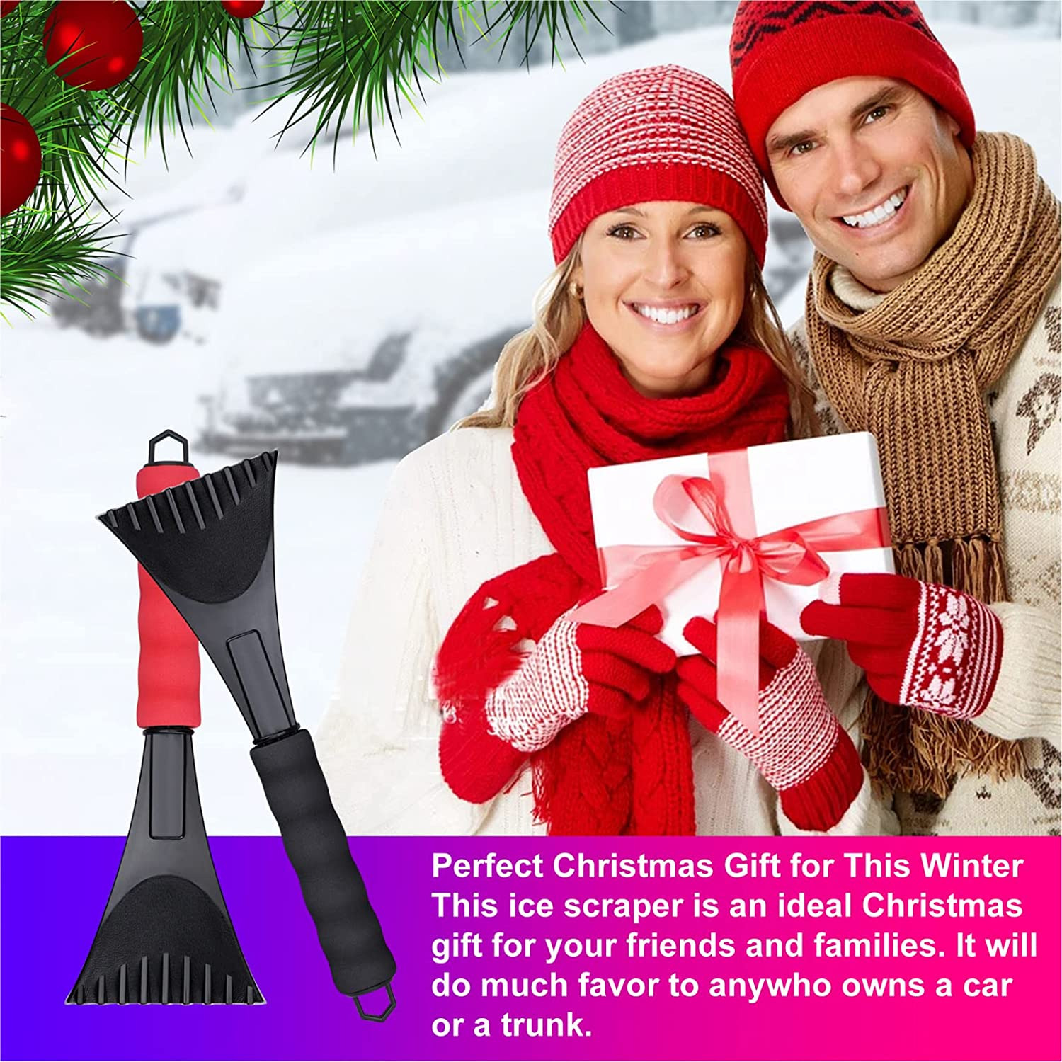 Ice Scraper, 2Pack Snow Scrapers for Car Windshield,Car Window Frost Removal Bru - Fresh Stock Dated February 2026