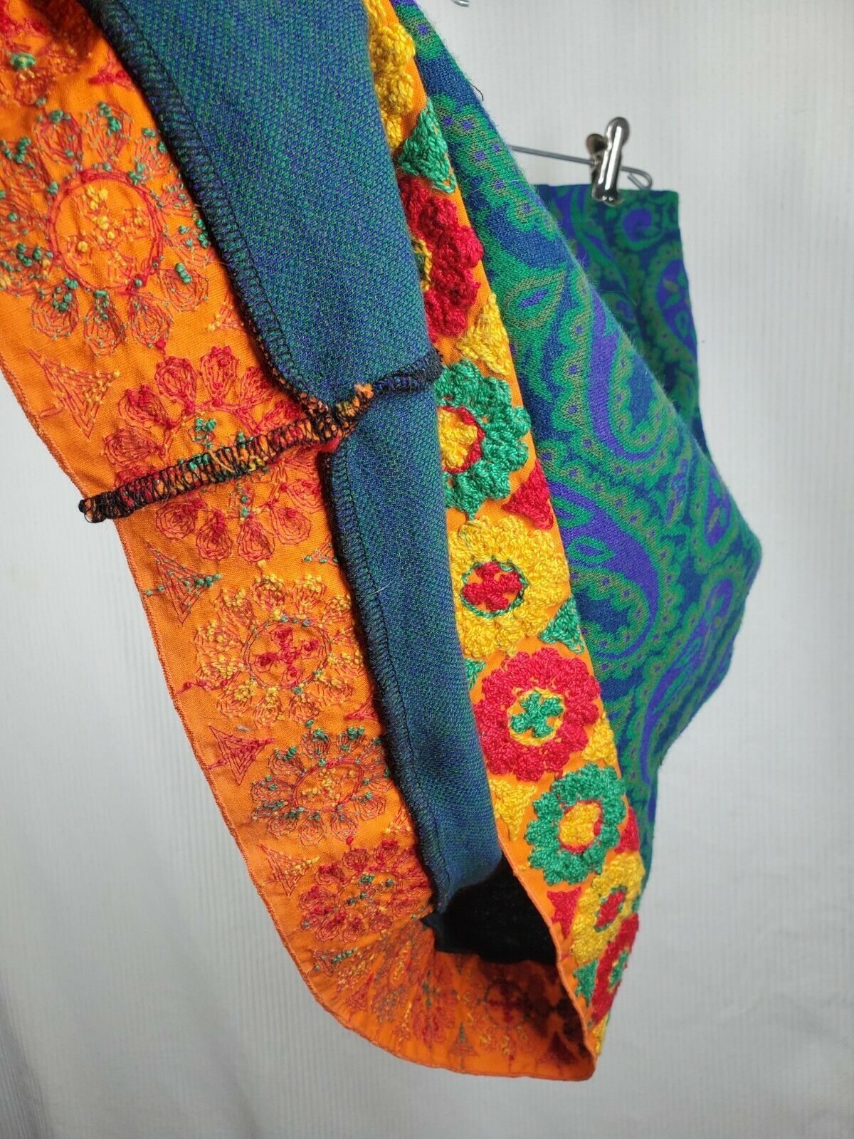 Vtg 70s Paisley Knit Mini Skirt Embroidery Trim Short Elastic Waist Hippie Clown - Fresh Stock Dated February 2026