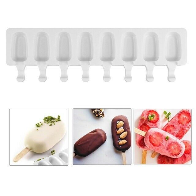 8 Cavity Ice Cream Cake  Mold Popsicle Silicone Molds DIY Homemade Fruit - Fresh Stock Dated February 2026