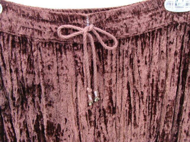 womens vintage M/L brown crushed velvet broomstick maxi skirt - Fresh Stock Dated February 2026
