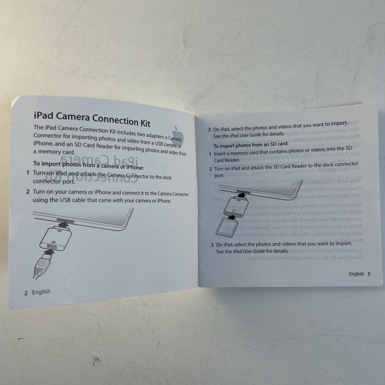 Apple iPad Camera Connection Kit Model A1362 & A1358 Genuine X 2 One Directions - Fresh Stock Dated February 2026