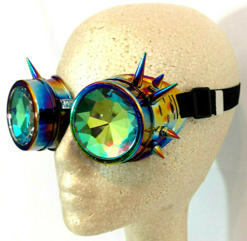 Steampunk Goggles Rainbow Kaleidoscope Horror Cosplay Clubwear Party Glasses - Fresh Stock Dated February 2026