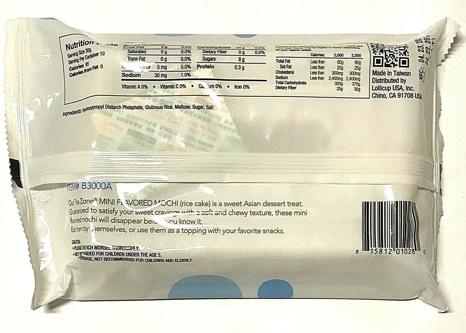 2 Packs Tea Zone Mini Flavored Mochi Rice Cakes Original 10.58 oz Each Pack - Fresh Stock Dated December 2025