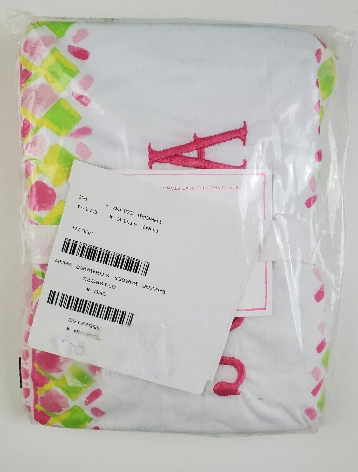Pottery Barn Kids Lilly Pulitzer Bazzar Pillow Sham Personalized Julia New - Fresh Stock Dated February 2026