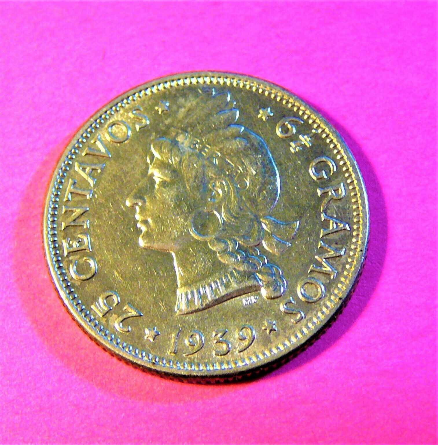 DOMINICAN REPUBLIC 1939 Silver 25 Centavos AU+ - Fresh Stock Dated February 2026