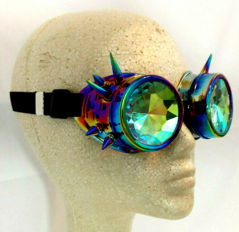 Steampunk Goggles Rainbow Kaleidoscope Horror Cosplay Clubwear Party Glasses - Fresh Stock Dated February 2026
