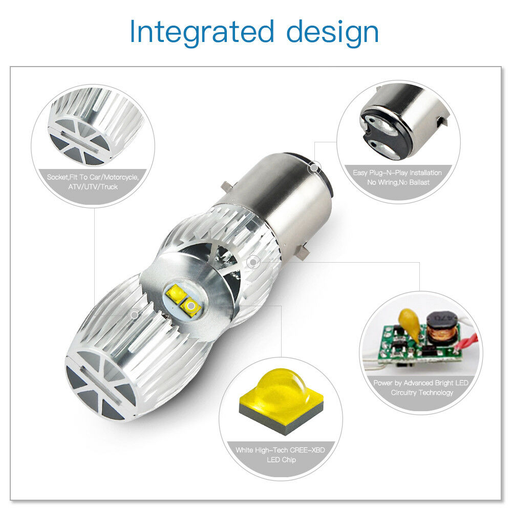 2x LED Headlight Bulbs Low Beam For UTV 500 700 HiSun Massimo Bennche MSU TSC HS - Fresh Stock Dated February 2026