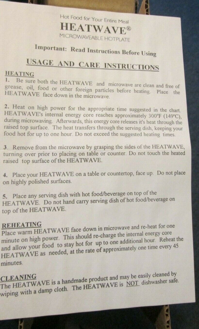 New Heatwave Microwaveable Hotplate Blue Rhapsody - Fresh Stock Dated February 2026