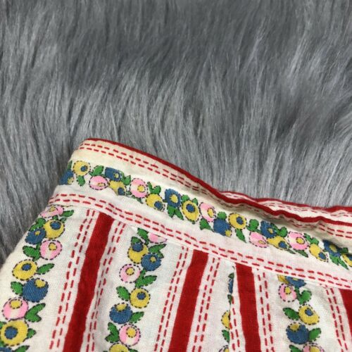 Vintage Handmade Womens Red Multicolored Floral Striped Skort Button Up - Fresh Stock Dated February 2026