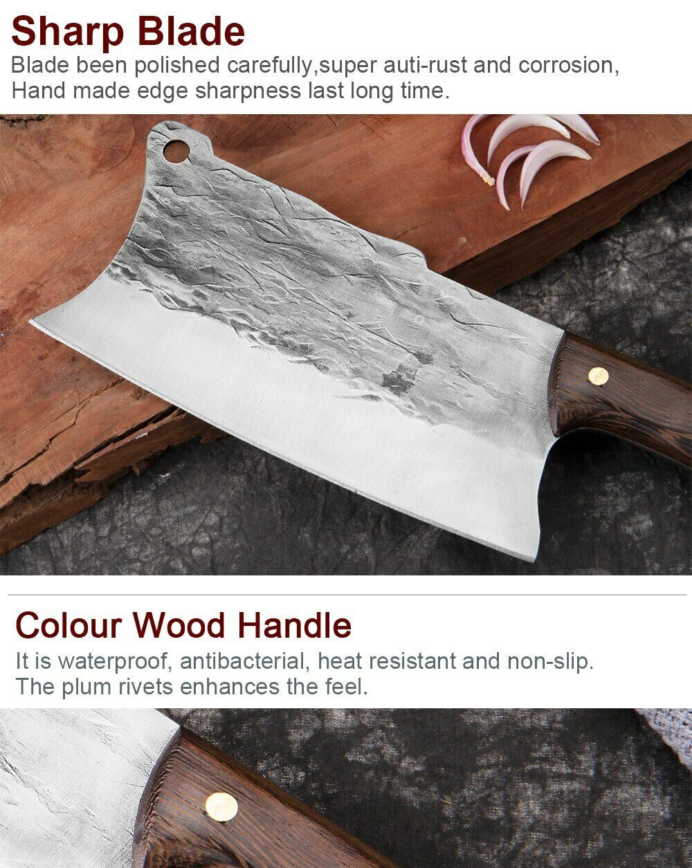 Handmade Forged Kitchen Knife Butcher Meat Cleaver Chef Knife High Carbon Steel - Fresh Stock Dated December 2025