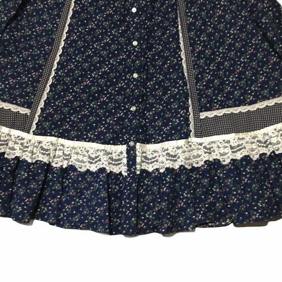 Jessica’s Gunnie’s Gunne Sax Vtg. Skirt Sz 24 in XS Blue/Multi Buttons Lace - Fresh Stock Dated February 2026