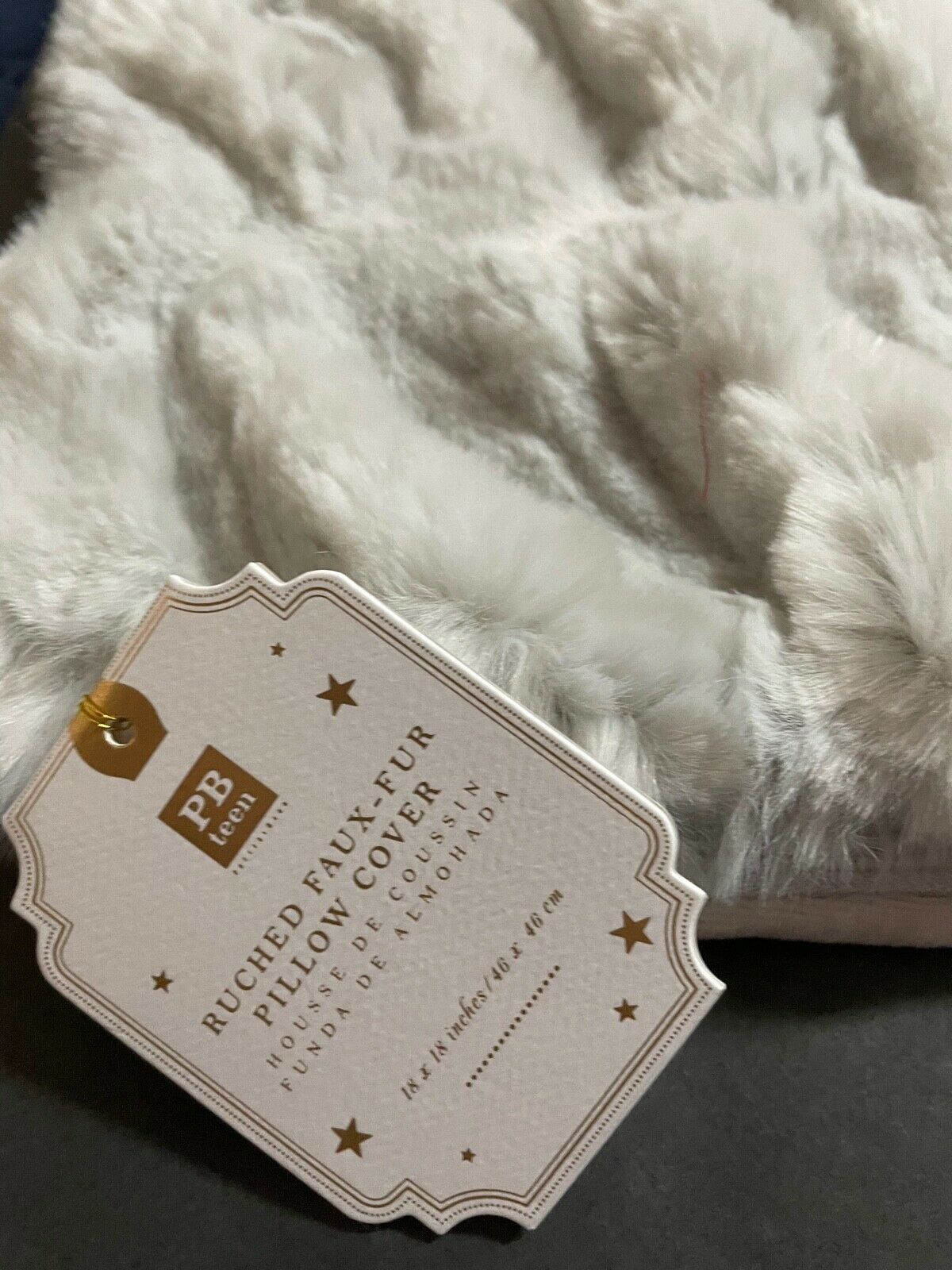Pottery Barn Teen RUCHED G Faux Fur PILLOW COVER Bed Kids Birthday GIFT NEW - Fresh Stock Dated December 2025