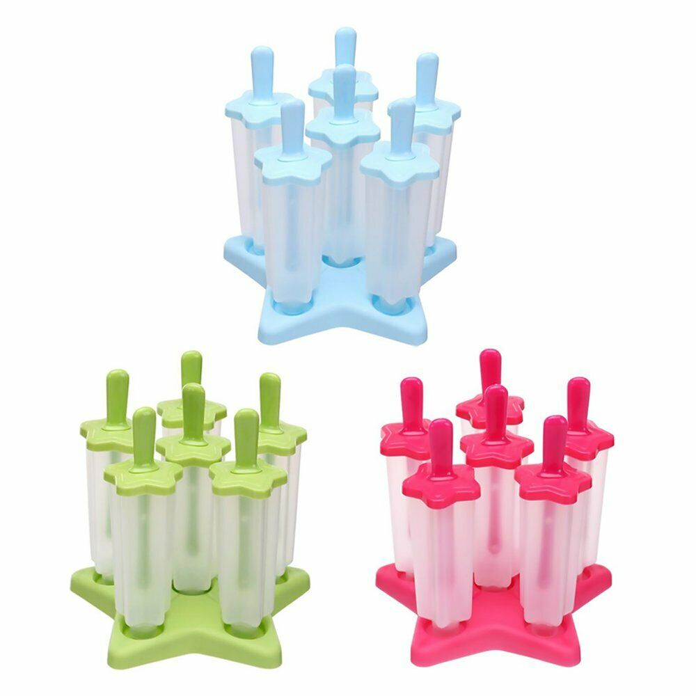 6PCS Pack Ice Lolly Cream Maker Mold DIY Popsicle Mould Frozen Yogurt Icebox SUN - Fresh Stock Dated February 2026