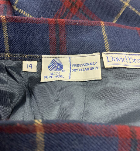 David Brooks Ltd Vintage Skirt Plaid Pleated Wool Blue Tartan Knee 14 - Fresh Stock Dated February 2026