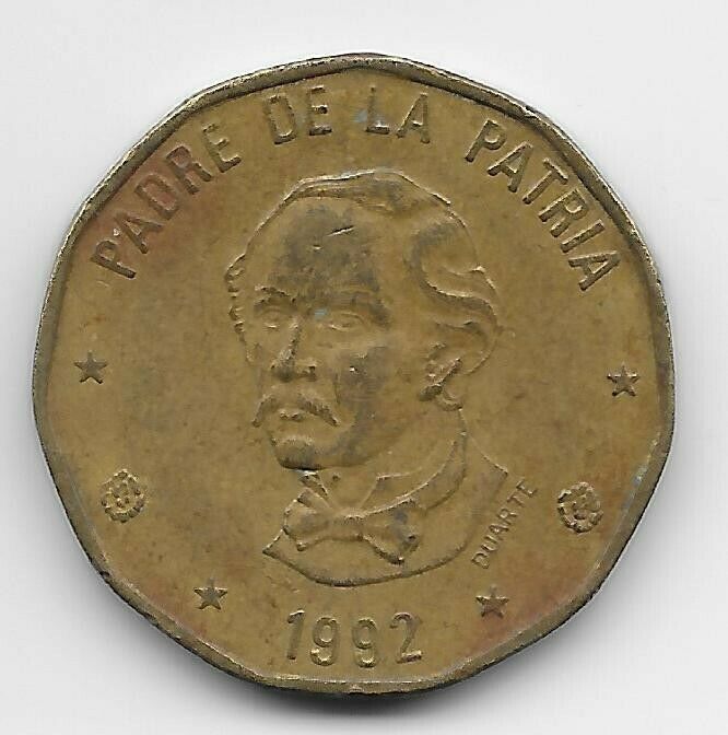 DOMINICAN REPUBLIC 1 Peso 1992 COMBINED SHIPPING .10 Cents USA .29 INTERNATIONAL - Fresh Stock Dated December 2025