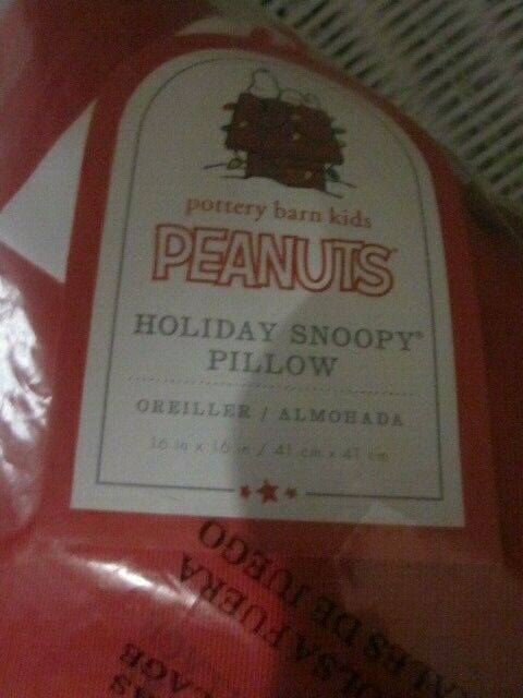 S/2 Pottery Barn Kids Holiday Snoopy Woodstock Peanuts Christmas Pillows NWT NIP - Fresh Stock Dated December 2025