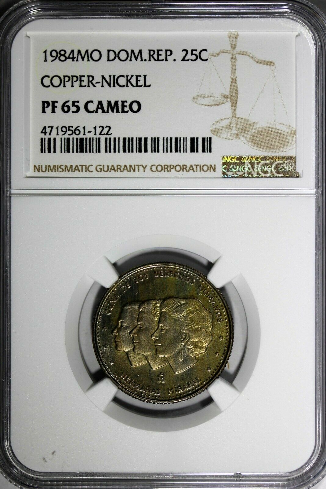 DOMINICAN REPUBLIC PROOF 1984 MO 25 Centavos NGC PF65 CAMEO TOP GRADED KM# 61.1 - Fresh Stock Dated February 2026
