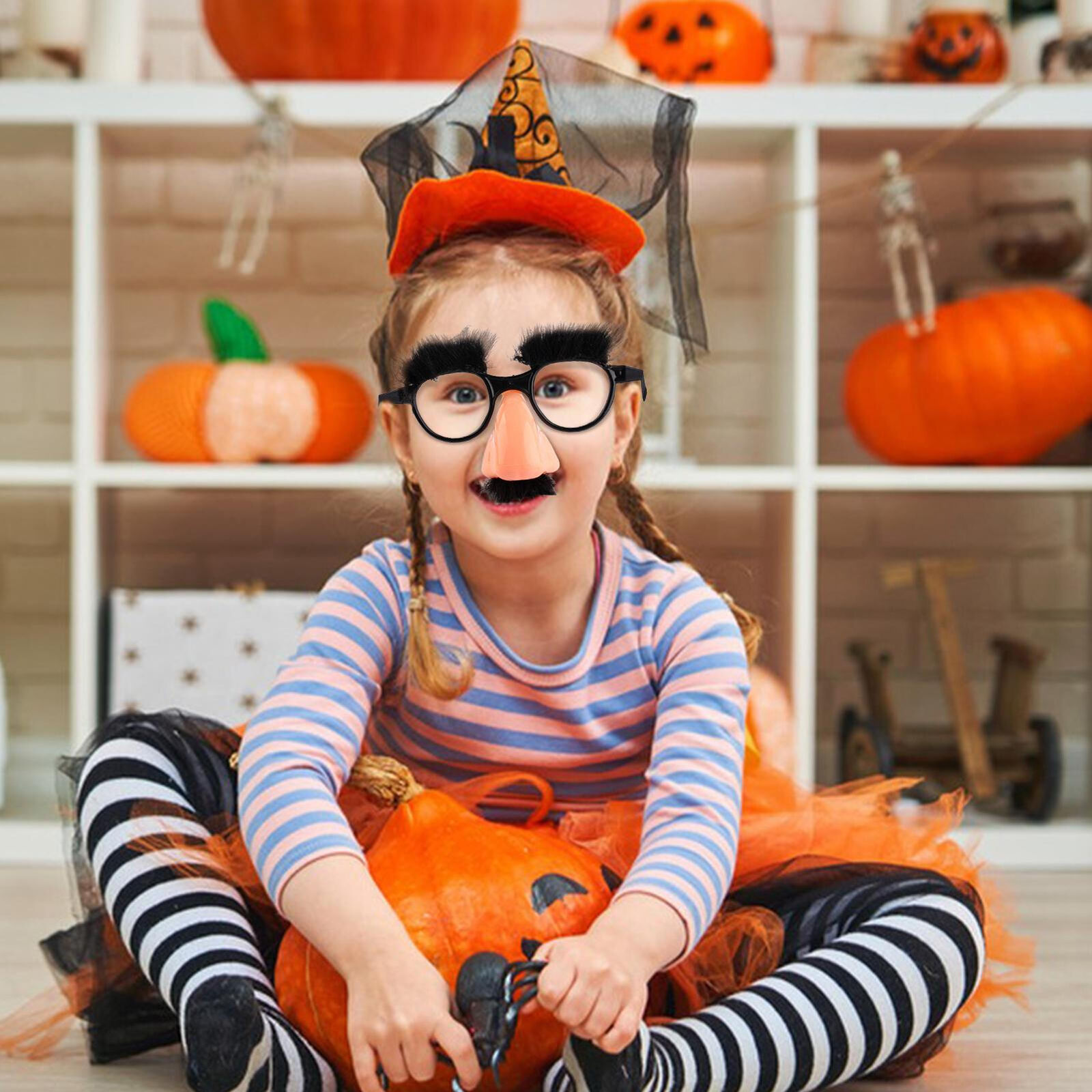 Halloween Disguise Glasses And Mustache Funny Adult Big Nose Festival Supplies - Fresh Stock Dated February 2026