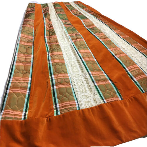 Vintage Chessa Davis 70s Orange Velvet Quilted Nylon Plaid Lace Cottage Skirt - Fresh Stock Dated February 2026