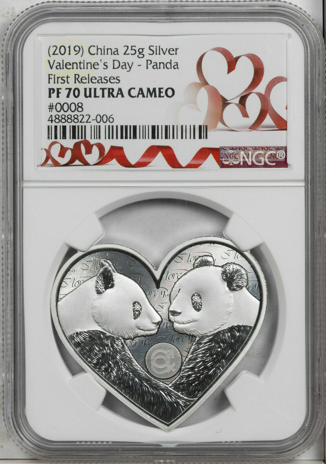 2019 CHINA 25g SILVER VALENTINES DAY-PANDA NGC PF 70 ULTRA CAM FINEST KNOWN - Fresh Stock Dated February 2026
