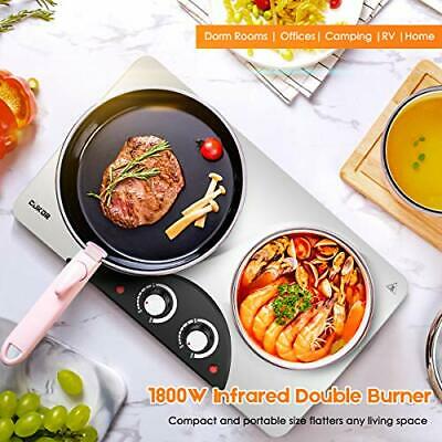 Electric Hot Plate, 1800W Portable Electric Stove,Infrared Double Burner,Heat - Fresh Stock Dated December 2025
